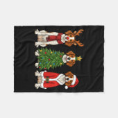 Retro Christmas Brittany Spaniel Santa Reindeer Do Fleecedecke (Vorderseite (Horizontal))