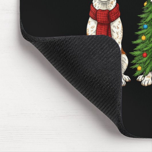 Retro Christmas Brittany Spaniel Santa Reindeer Do Mousepad (Ecke)