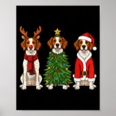 Retro Christmas Brittany Spaniel Santa Reindeer Do Poster (Vorne)