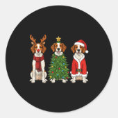 Retro Christmas Brittany Spaniel Santa Reindeer Do Runder Aufkleber (Vorderseite)