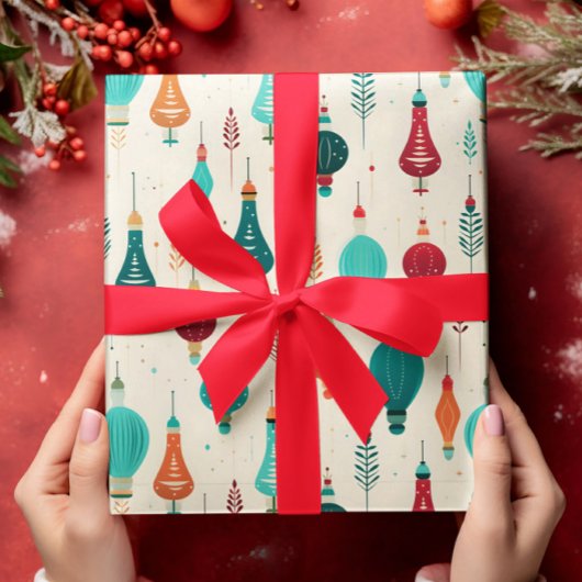 Retro Christmas Bulbs Ornament Muster Geschenkpapier