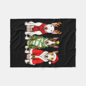 Retro Christmas Bull Terrier Santa Reindeer Dog Lo Fleecedecke (Vorderseite (Horizontal))