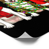 Retro Christmas Bull Terrier Santa Reindeer Dog Lo Poster (Ecke)
