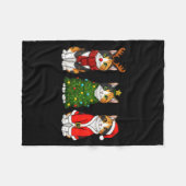Retro Christmas Calico Cat Santa Reindeer Fleecedecke (Vorderseite (Horizontal))