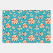 Retro Christmas Candy Cane Blue Geschenkpapier Set (Vorderseite 3)