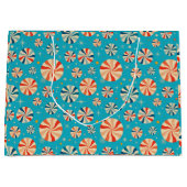 Retro Christmas Candy Cane Blue Große Geschenktüte (Vorderseite)