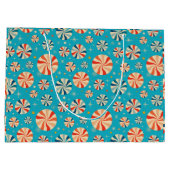 Retro Christmas Candy Cane Blue Große Geschenktüte (Rückseite)