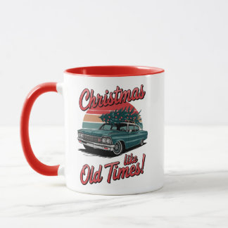 Retro Christmas Car – Old Times Holiday Tasse