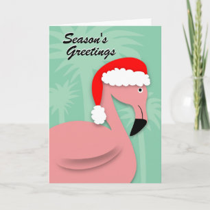Retro Christmas Card - rosa Flamingo Feiertagskarte