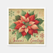 Retro Christmas Card Style Poinsettia Decoupage Serviette (Vorderseite)