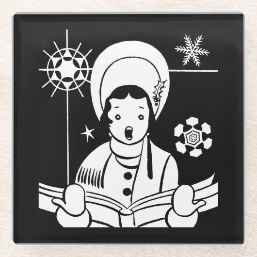 Retro Christmas Caroler Glasuntersetzer (Vorderseite)