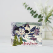 Retro Christmas Cat / Cat Lover Holiday Postkarte (Stehend Vorderseite)