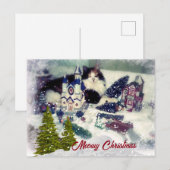 Retro Christmas Cat / Cat Lover Holiday Postkarte (Vorne/Hinten)