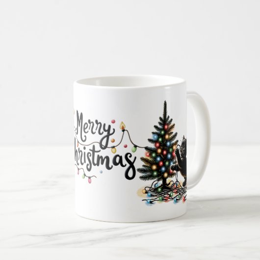 Retro Christmas Cat Kaffeetasse (VorderseiteRechts)