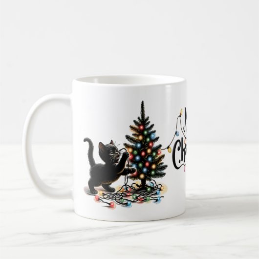 Retro Christmas Cat Kaffeetasse (Links)