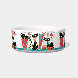 Retro Christmas Cats Food Bowl Napf
