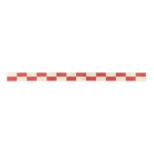 Retro Christmas Checkered Red Cream Pattern Satinband (Vorderseite)