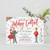 Retro Christmas Cocktail Party Einladung (Stehend Vorderseite)