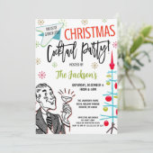 Retro Christmas Cocktail Party Einladung (Stehend Vorderseite)