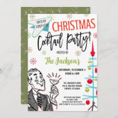 Retro Christmas Cocktail Party Einladung (Vorne/Hinten)