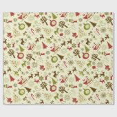 Retro Christmas Collage Geschenkpapier (Flach)