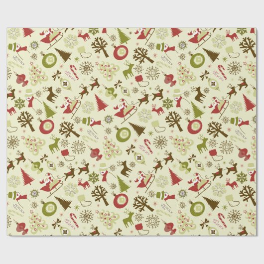 Retro Christmas Collage Geschenkpapier (Flach)