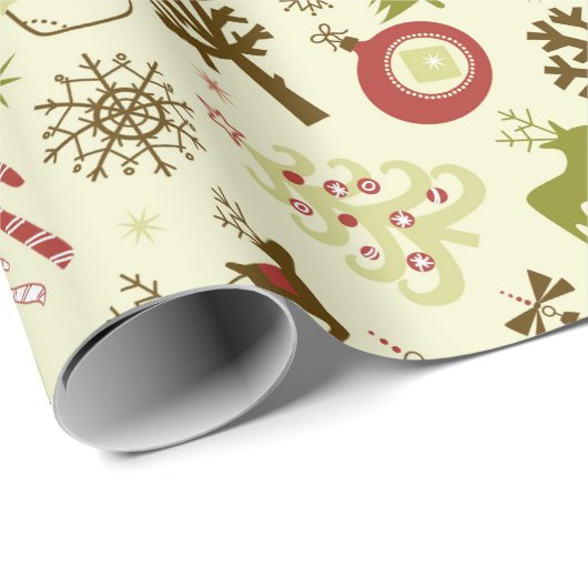 Retro Christmas Collage Geschenkpapier (Rolleneckpunkt)