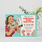 Retro Christmas Cookie Swap-Party Einladung (Stehend Vorderseite)