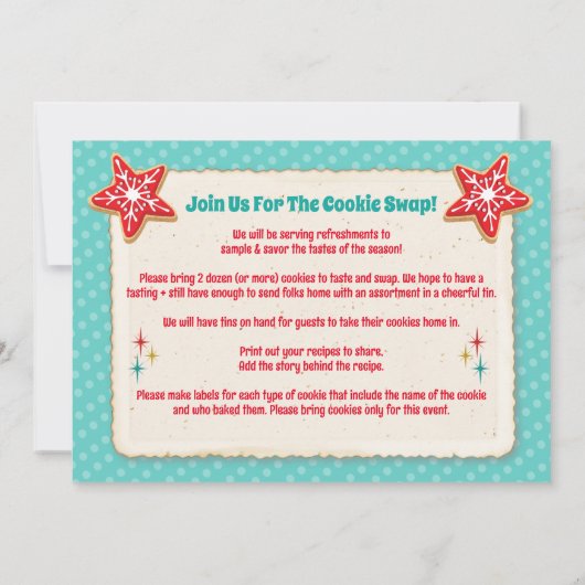 Retro Christmas Cookie Swap-Party Einladung (Rückseite)