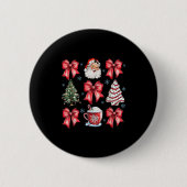 Retro Christmas Coquette Bow Santa Coffee Cake Hol Button (Vorderseite)