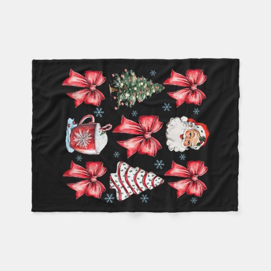 Retro Christmas Coquette Bow Santa Coffee Cake Hol Fleecedecke (Vorderseite (Horizontal))