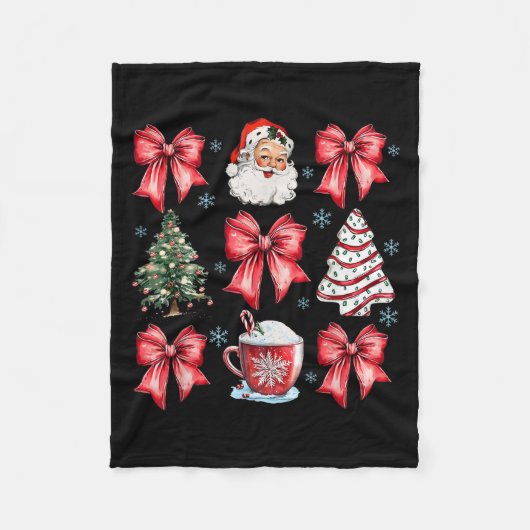 Retro Christmas Coquette Bow Santa Coffee Cake Hol Fleecedecke (Vorderseite)