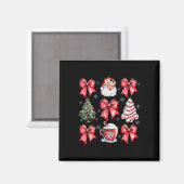Retro Christmas Coquette Bow Santa Coffee Cake Hol Magnet (Vorderseite/Rückseite)