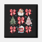 Retro Christmas Coquette Bow Santa Coffee Cake Hol Magnet (Vorne)
