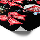 Retro Christmas Coquette Bow Santa Coffee Cake Hol Poster (Ecke)