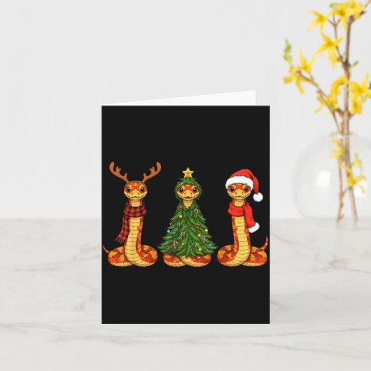 Retro Christmas Corn Snake Santa Reindeer Karte (Gelbe Blume)