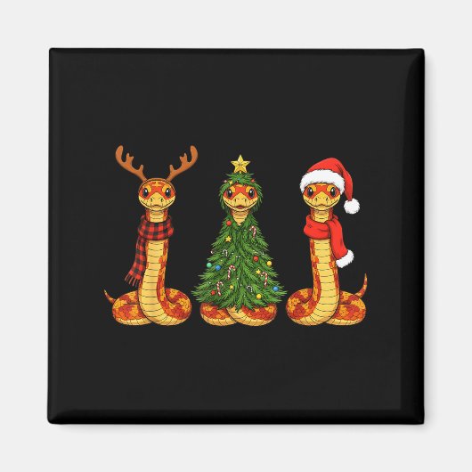 Retro Christmas Corn Snake Santa Reindeer Magnet (Vorne)