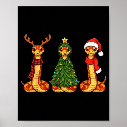 Retro Christmas Corn Snake Santa Reindeer Poster (Vorne)