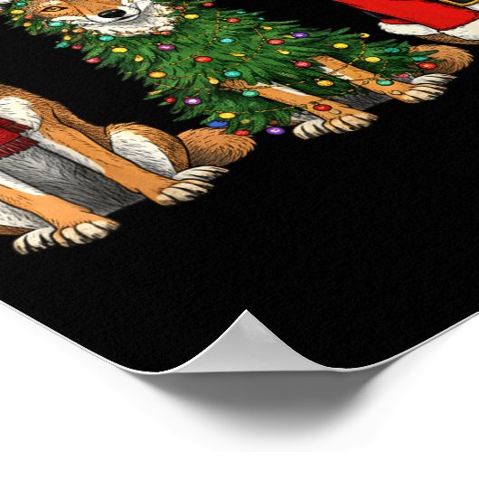 Retro Christmas Coyote Santa Reindeer Poster (Ecke)