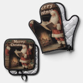 Retro Christmas Cozy Van Ofenhandschuh & Topflappen-Set (Vorderseite/Rückseite)