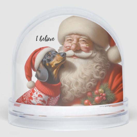 Retro Christmas Dachshund Snow Globe Schneekugeln (Vorderseite)
