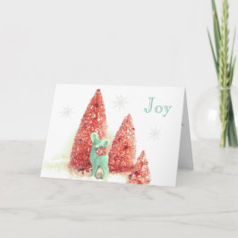 Retro Christmas Deer Joy with Snowflakes Feiertagskarte