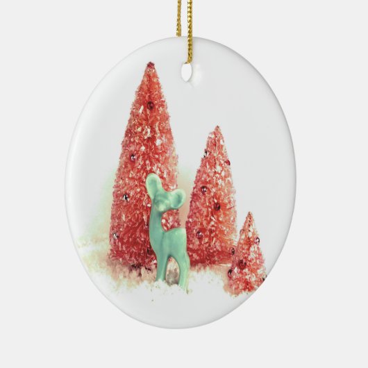 Retro Christmas Deer Keramikornament (Rechts)