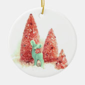 Retro Christmas Deer Keramikornament (Vorne)