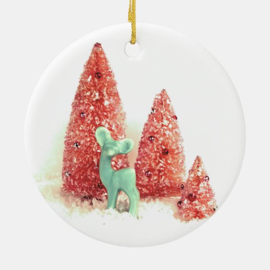 Retro Christmas Deer Keramikornament (Hinten)