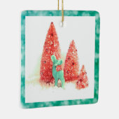 Retro Christmas Deer mit Aqua Frame Keramikornament (Rechts)