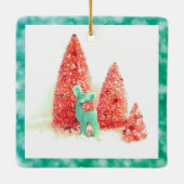 Retro Christmas Deer mit Aqua Frame Keramikornament (Rückseite)