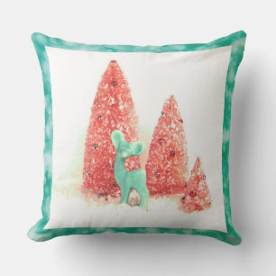 Retro Christmas Deer mit Aqua Frame Kissen