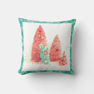 Retro Christmas Deer mit Aqua Frame Kissen Für Draußen