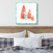 Retro Christmas Deer mit Aqua Frame Leinwanddruck (Insitu (Schlafzimmer))